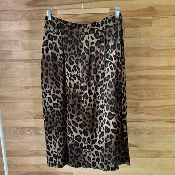 🐆 ZARA – Fierce & Flowy Leopard Midi Skirt (M) - Picture 3 of 5